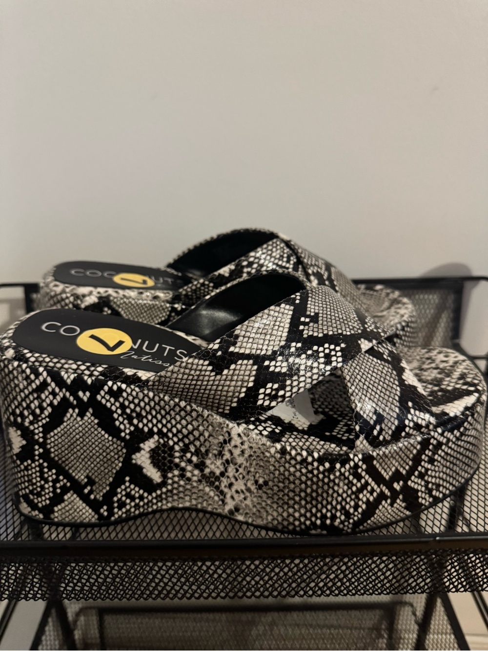 Snake Print Platform Slide Sandals